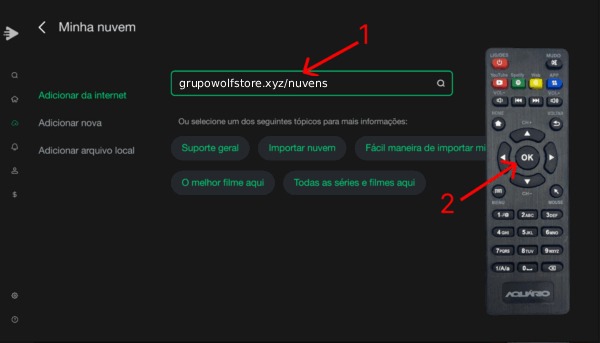 Adicionar endereço da nuvem