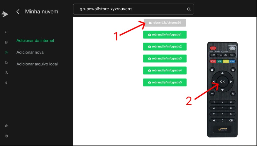 Selecione o botão da nuvem